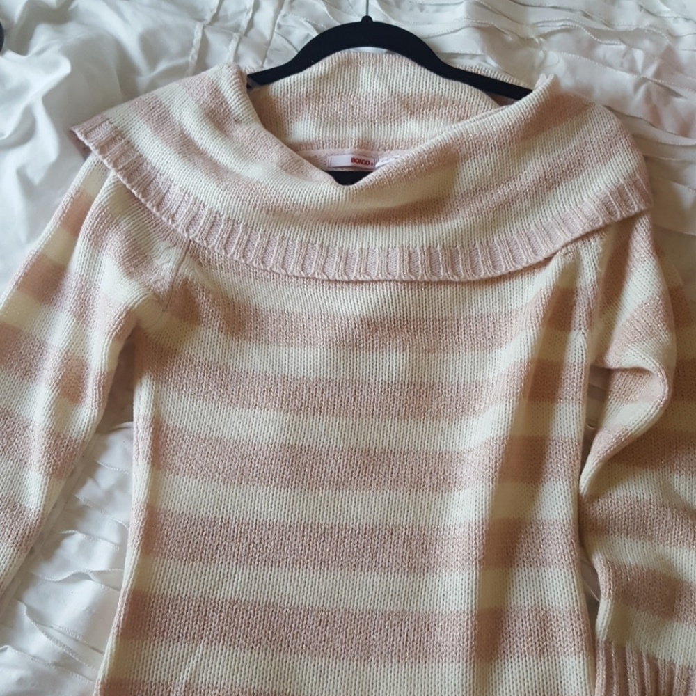 Pink cream with gold glitter sweater